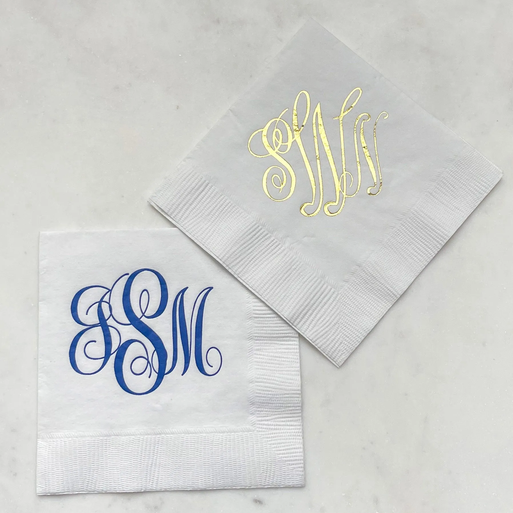 Custom Script Monogram 3Ply Party Napkins